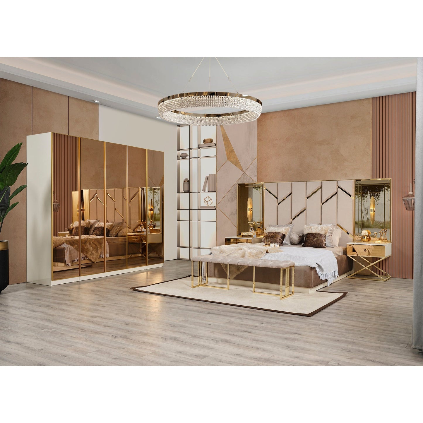 Gold Sängbord med Överdelen - LINE Furniture Group