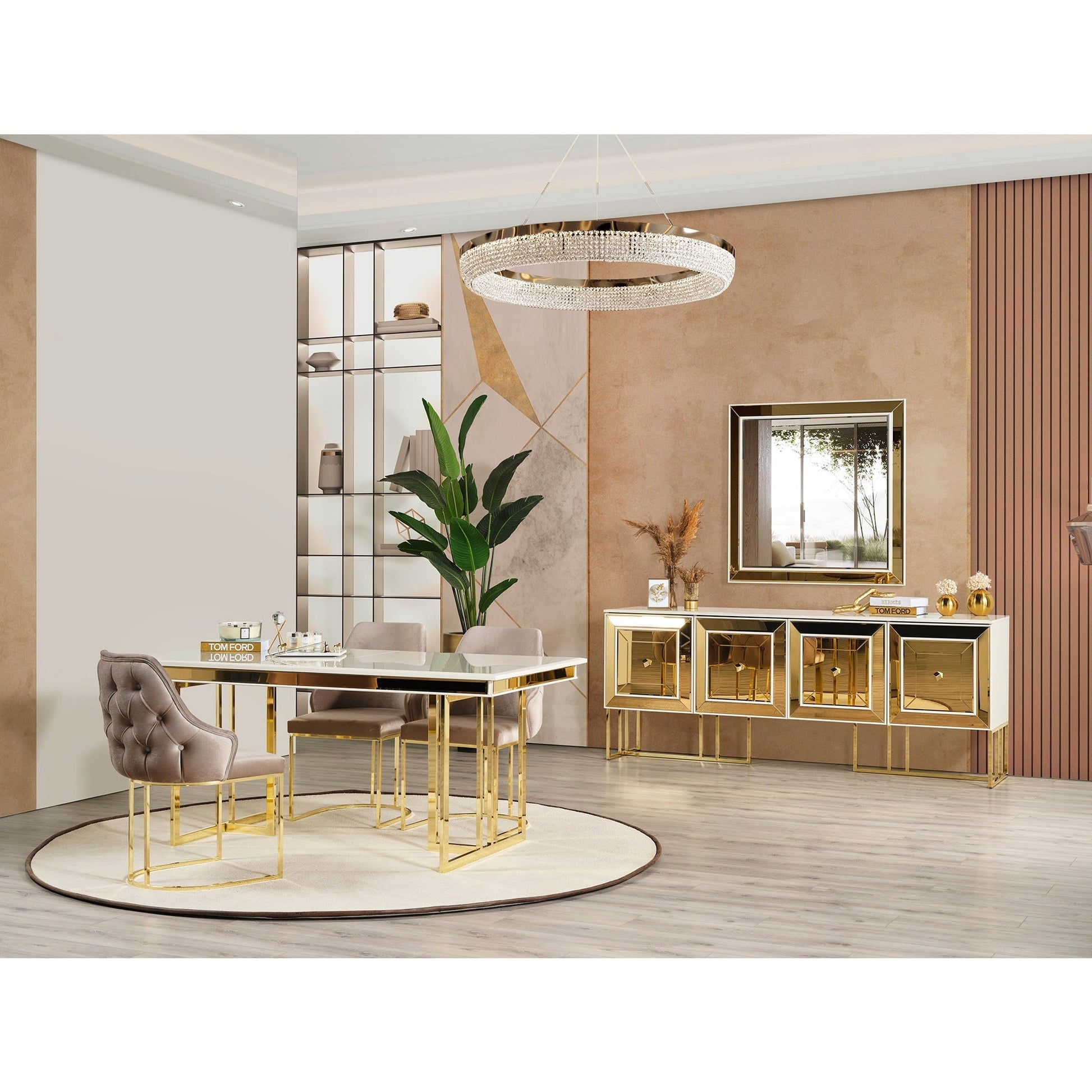 Gold Skänk med Spegel - LINE Furniture Group