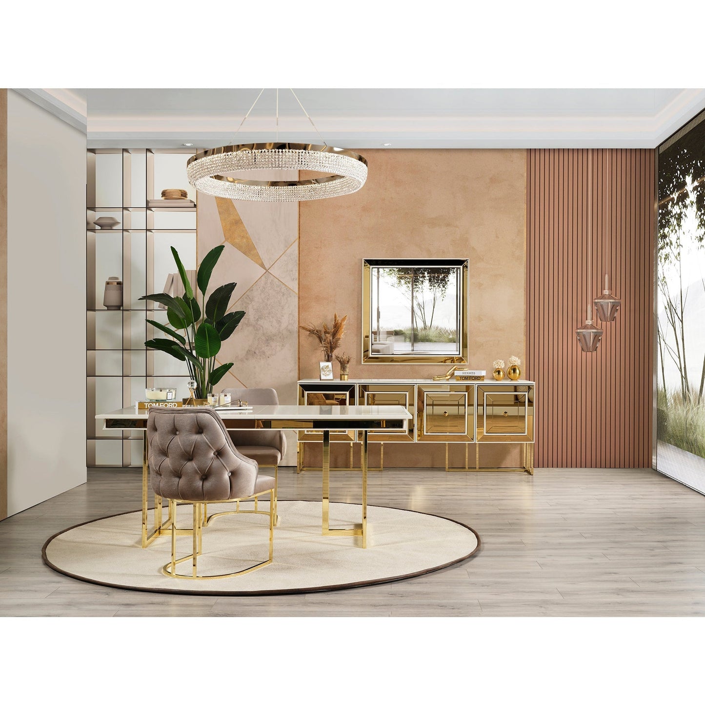 Gold Skänk med Spegel - LINE Furniture Group