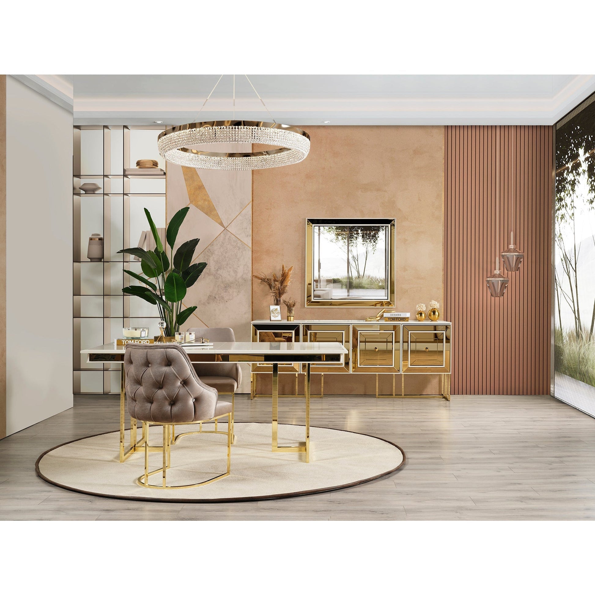 Gold Skänk med Spegel - LINE Furniture Group