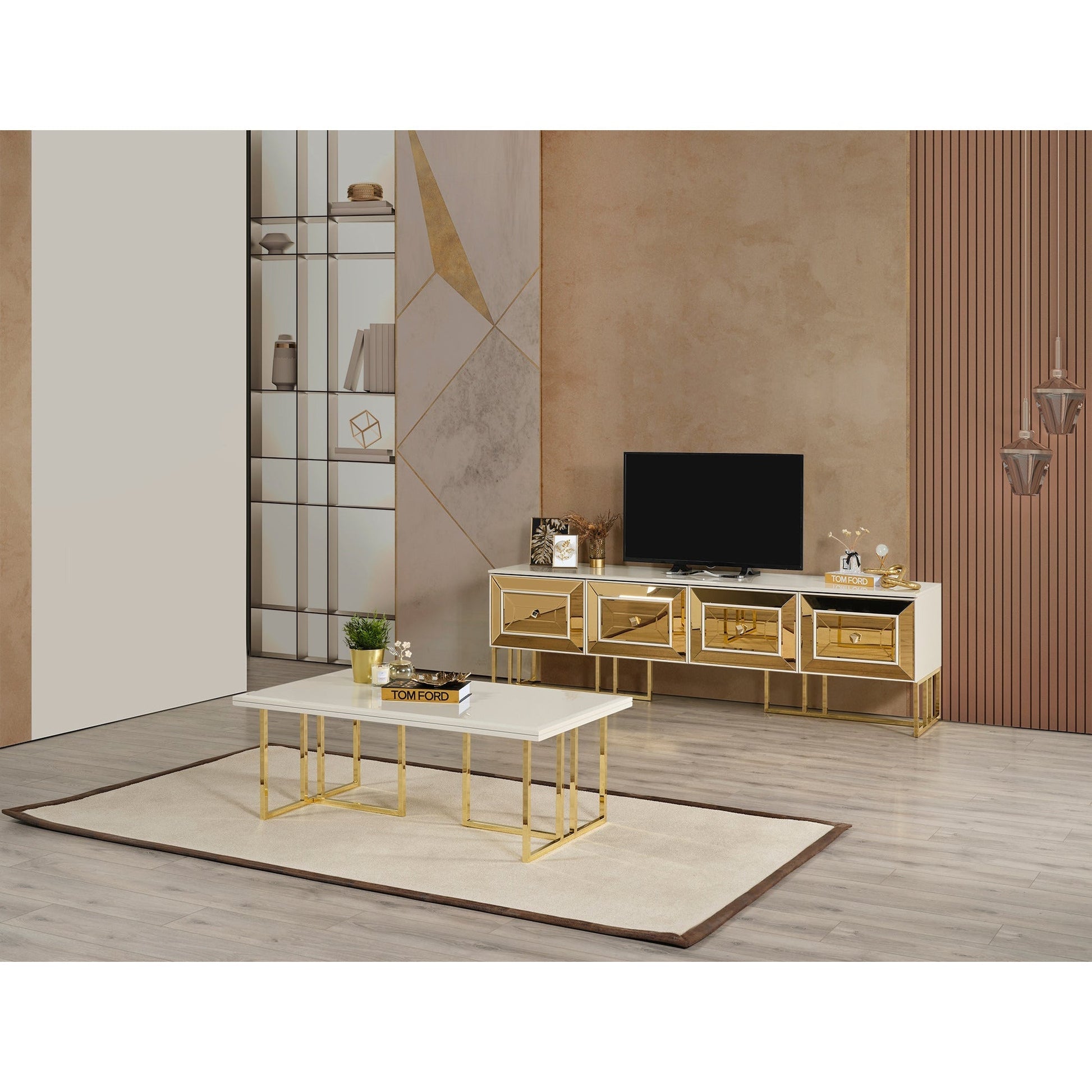 Gold TV-Bänk - LINE Furniture Group