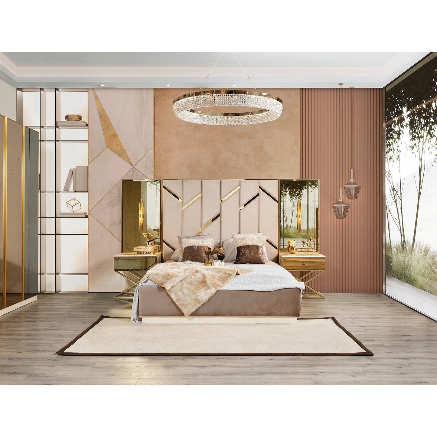 Gold Sängbord med Överdelen - LINE Furniture Group