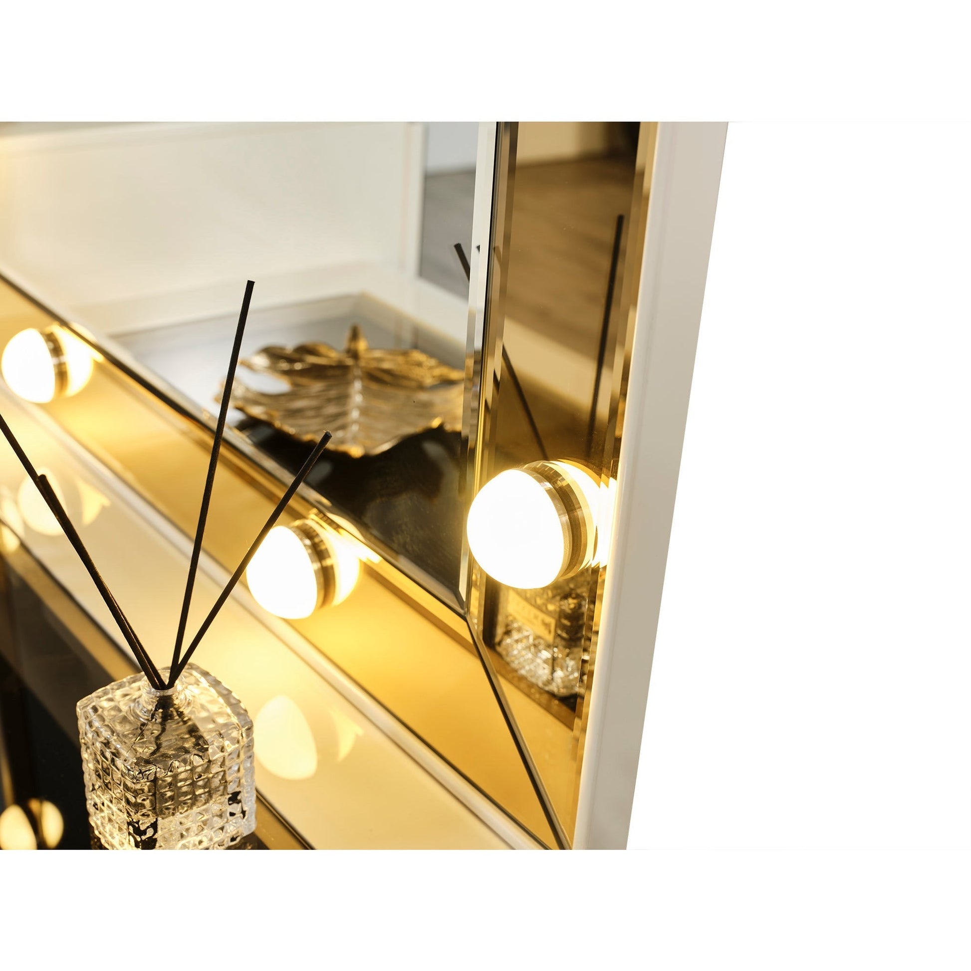 Gold Sminkbord med Spegel - LINE Furniture Group