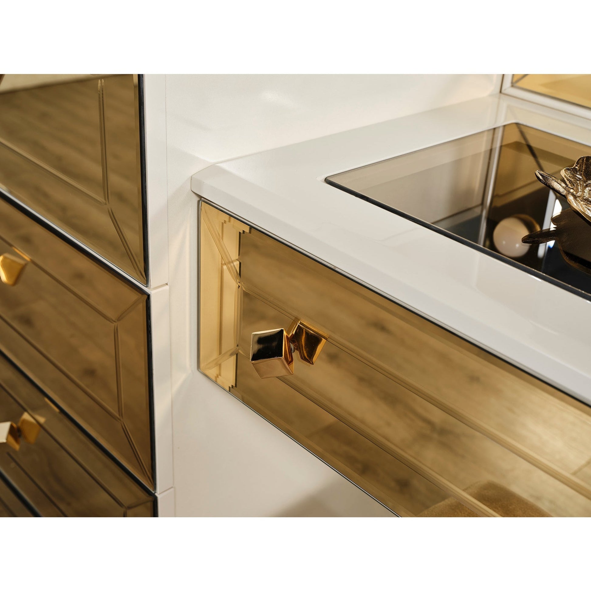 Gold Sminkbord med Spegel - LINE Furniture Group