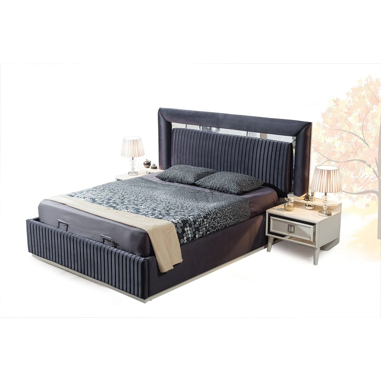 Albimo Gloria Sovrumsset - (160 Cm Säng-2 St Sängbord-Sminkbord)